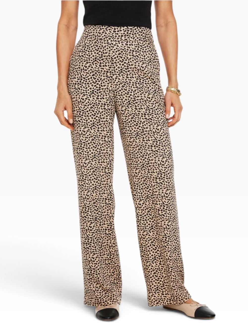 Talbots tricolor cheeta viscose wide leg pull on pants 2025 animal print